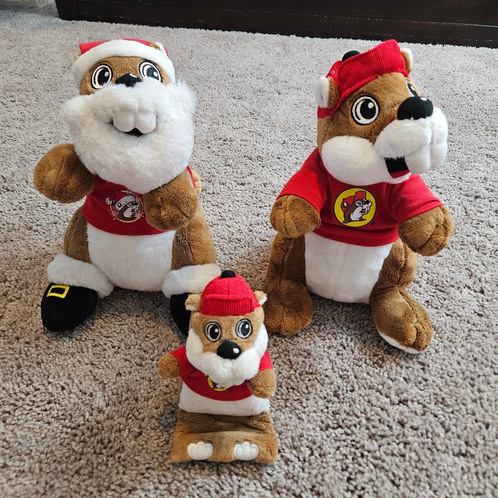 Bucee's Plush Lot of 3 Christmas Santa Beaver Mini Collectible Holiday Road Trip